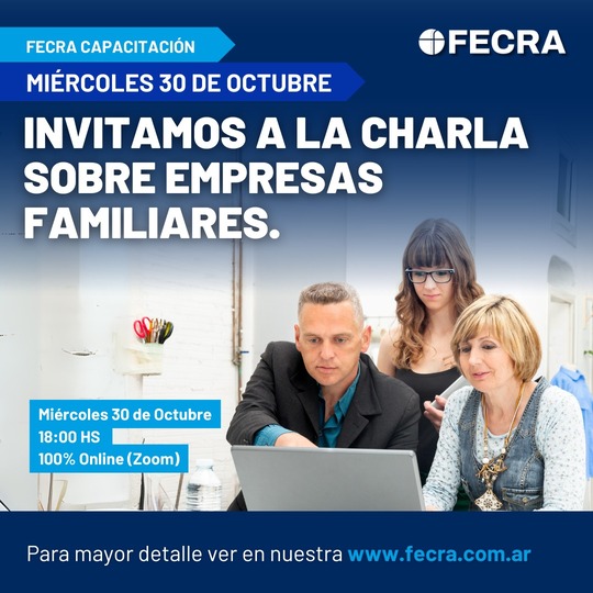 Invitación a charla sobre empresas familiares.